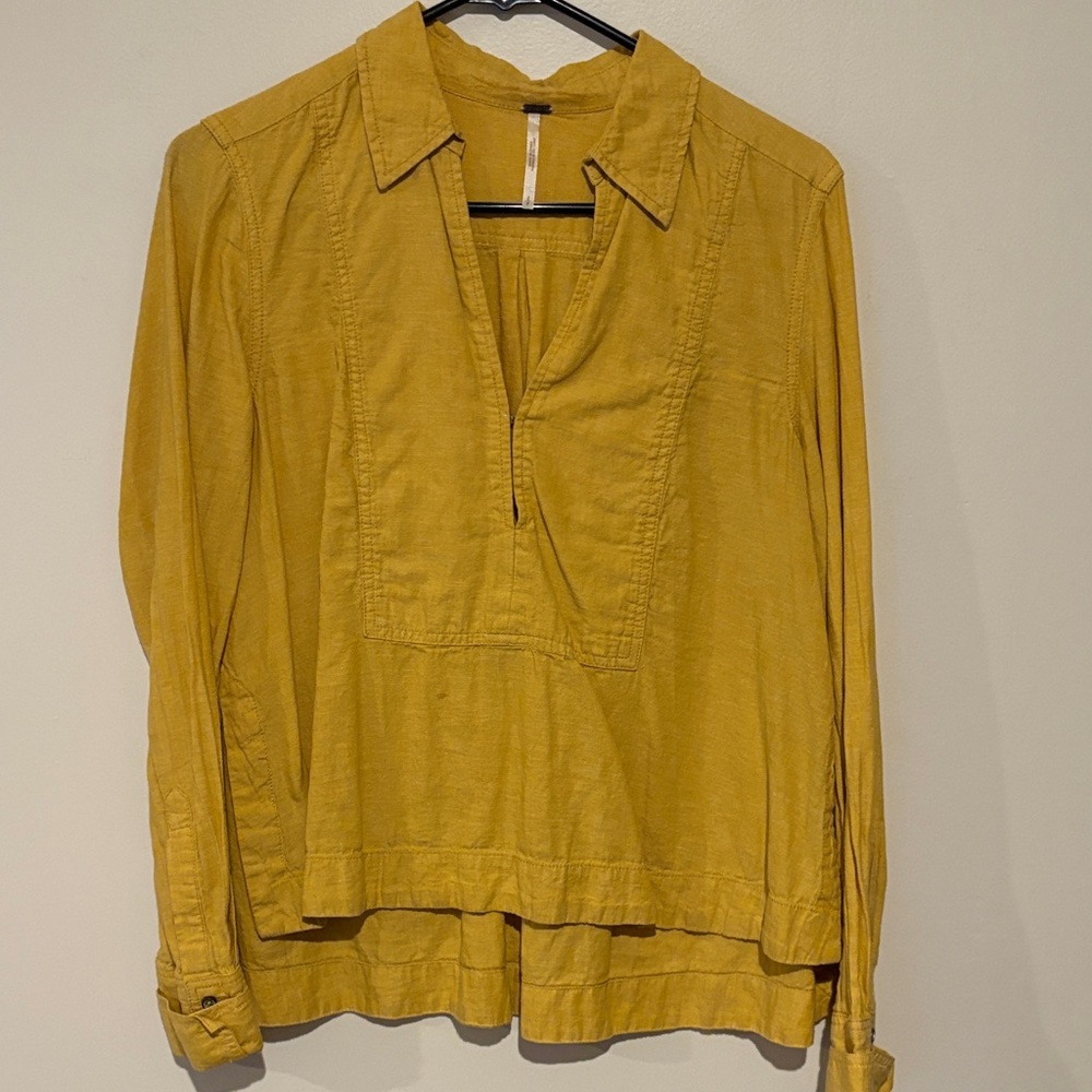 Free People Mustard Yellow Blouse